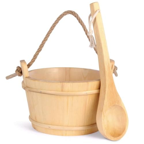 NetLea Handmade Pine Bucket & Ladle Set, 4 L