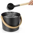UNAYMIDY 1.85 gal Aluminum Bucket & Ladle Set, Bamboo Handle