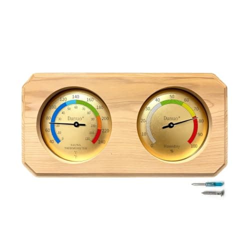 DUNUO Canadian Red Cedar 2-in-1 Thermometer Hygrometer