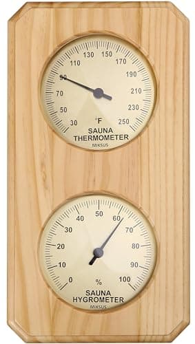 MIKSUS 10-inch Premium Wood Sauna Thermometer Hygrometer