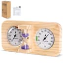 SPOROLWE 3-in-1 Pine Thermometer & Hygrometer with 15-Minute Sand Timer