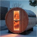 ZONEMEL Outdoor Barrel Steam Sauna 4-6 Person, Canadian Red Cedar, 6kW