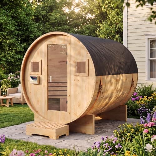 Breezestival Outdoor Barrel Sauna 4-6 Person, 6kW